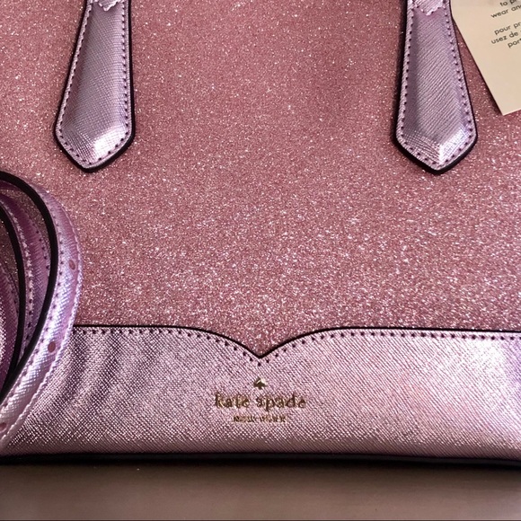 KATE♠️SPADE LOLA PINK GLITTER SATCHEL & WALLET - Picture 6 of 13